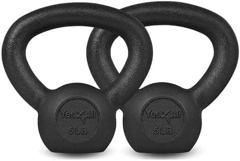 Yes4All Cast Iron Kettlebell, Strength Training Kettlebells 5-80 Lb (5,10,15,20,25,30,35,40,45,50,60,70,80 Lb) for Full Body…
