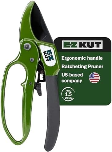 EZ Kut Heavy Duty Pruning Shears Green - with Ratcheting Action Great Garden Hand Tool Clippers Gardening pruners arthritis tools…