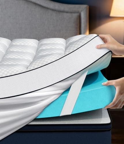 Dual Layer 4 Inch Memory Foam Mattress Topper King Size, 2" Cooling Gel Memory Foam & 2" Pillow Top Mattress Pad Cover for Back…