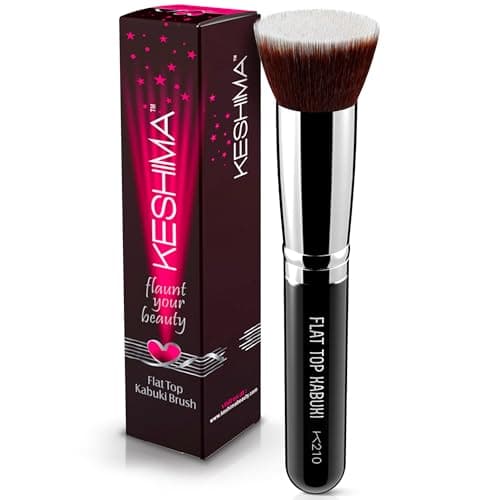 Flat Top Kabuki Foundation Brush By KESHIMA - Premium Makeup Brush for Liquid, Cream, and Powder - Buffing, Blending, and Face…