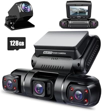 PRUVEEO 360° 4 Channel Dash Cam Front and Rear Inside Left Right, Dash Camera for Cars, Built-in GPS WiFi Night Vision, 24/7…