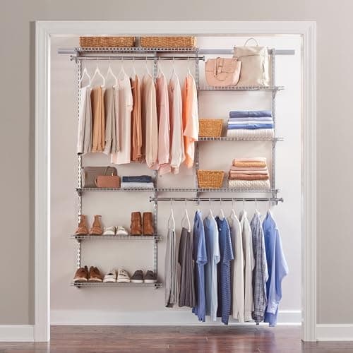 Rubbermaid Configurations Deluxe Custom Closet Kit, 3-6 Ft. Adjustable Metal Wire Shelving…