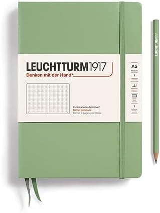 LEUCHTTURM1917 - Notebook Hardcover Medium A5-251 Numbered Pages for Writing and Journaling (Sage…