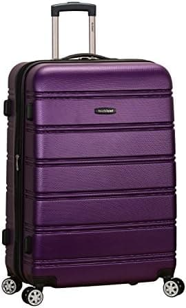 Rockland Melbourne Hardside Expandable Spinner Wheel Luggage, Checked Large 28", Purple