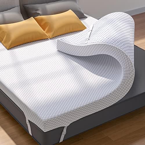 PERLECARE Queen Mattress Topper, 3 Inch Gel Memory Foam Mattress Topper for Pressure Relief, Premium Soft Cooling Sleep, Non-Slip…