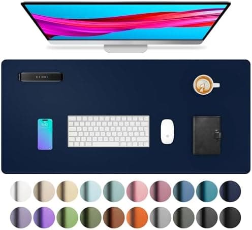 Aothia Leather Desk Pad Protector, Mouse Pad, Office Desk Mat, Non-Slip PU Leather Desk Blotter, Laptop Desk…