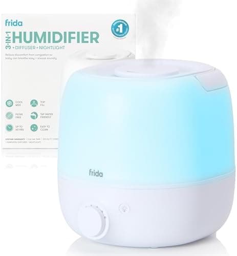 Frida Baby 3-in-1 Cool Mist Humidifier for Large Rooms, Top Fill Humidifier for Bedroom, Allergy Relief, 60 Hour Runtime +…