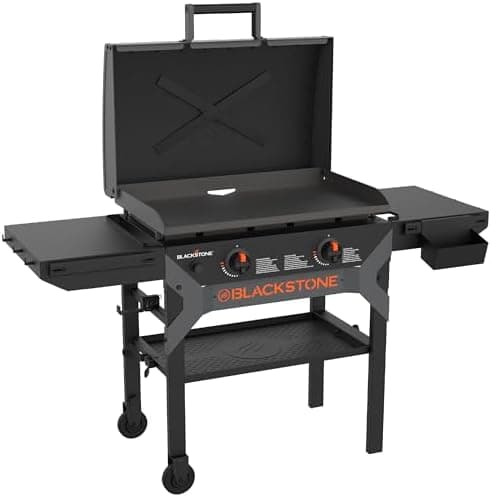 BLACKSTONE 2311 Iron Forged 28” Omnivore Griddle with X-Braced Hood, Powder Coated Steel, Black