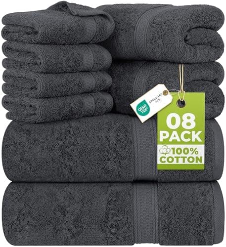 Utopia Towels 8 Piece Luxury Towel Set – Majestic Plush, Super Absorbent & Quicker-to-Dry, Thick 100% Ring…