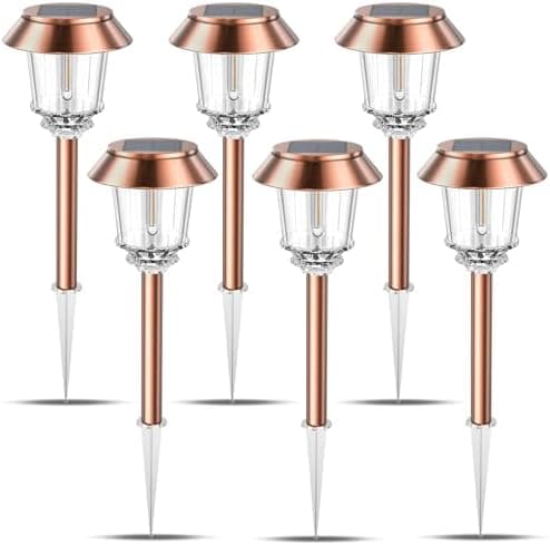XMCOSY+ Solar Pathway Lights Outdoor - 6 Pack Solar Lights Outdoor Waterproof, 10-40 LM Dimmable…
