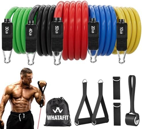 WHATAFIT Resistance Bands, Exercise Bands, Workout Bands with Handles, Door Anchor and Ankle…