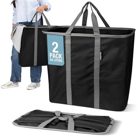 CleverMade Collapsible Laundry Caddy – Foldable Laundry Hamper & Tote, XXL 64L Pop-Up Laundry Basket with Handles, Space-Saving…