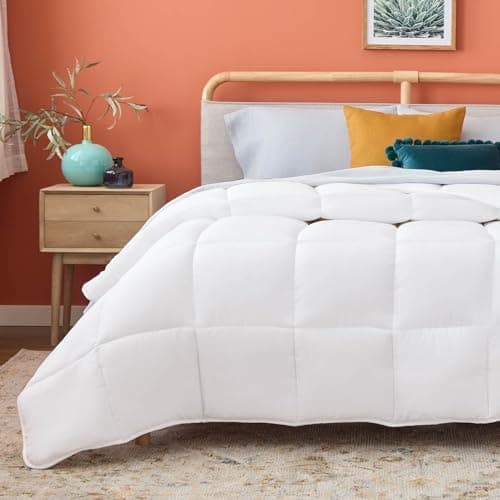 Linenspa White Down Alternative Comforter and Duvet Insert, for Queen Size Bed – All-Season Comforter with Box Stitch and 8 Duvet…