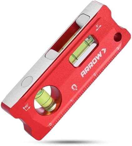 ARROW 4-Inch Torpedo Level, Small Magnetic Leveler Tool with 0°/90° Bubbles, Top-view Window, Aluminium Alloy Frame, Dual SAE and…