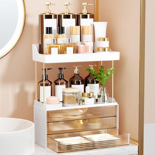 StorBin 3 Large Drawers Makeup Organizer - 5 Tier Bathroom Counter Organizers and Storage, Versatile Perfume Vanity Organizer…