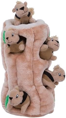 Outward Hound Hide-A-Squirrel Dog Toy – Interactive 2‑in‑1 Plush Puzzle with 6 Squeaky Removable Squirrels…