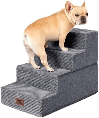 EHEYCIGA Dog Stairs for Bed 18" H, 4-Step Dog Steps for High Bed, Pet Steps for Small Dogs and Cats, Non-Slip Balanced Pet Ramp…