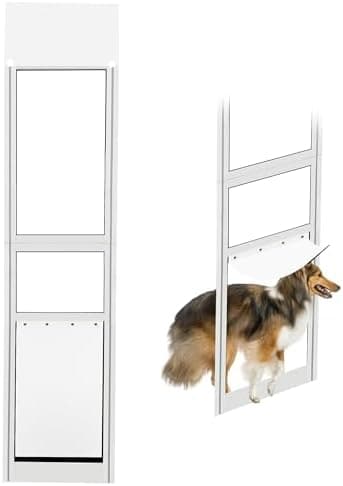 XL Dog Door for Sliding Glass Door Adjustable 75“ to 81” Slider Height,All-Metal Framed & Panel with Rotating Screws