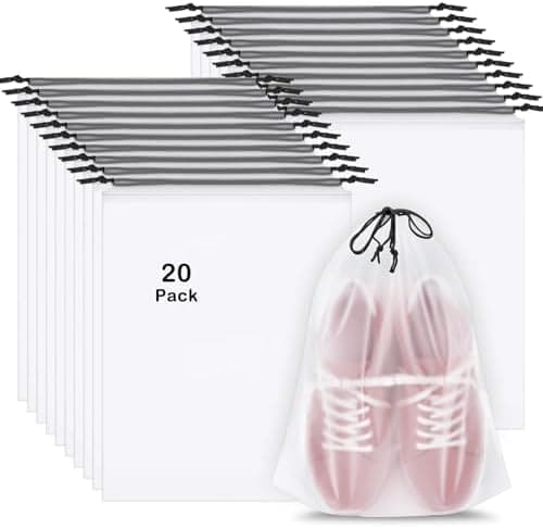 COIDEA 20 Pack Shoe Bags for Travel, 15.7" x 11.8" Clear Travel Shoe…