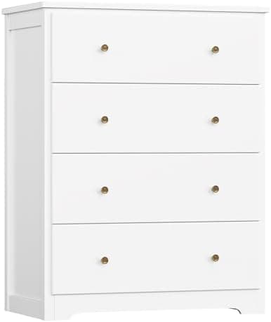 HOUSUIT White Dresser, 4 Drawer Dressers Chest of Drawers, Modern…