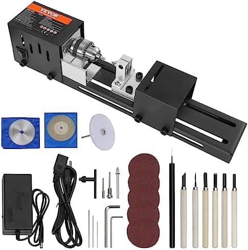 VEVOR Mini Lathe Machine, 2.76 in x 6.3 in, 24VDC 96W Mini Wood Lathe Tools Milling Machine Accessories, 7 Speeds…
