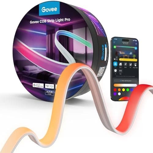 Govee COB LED Strip Light Pro, LED Lights for Bedroom Compatible with Alexa, Google Assistant and Matter, RGBICW Light with Warm…