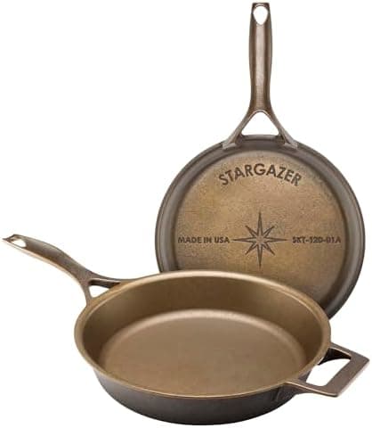 Stargazer 12-Inch Cast Iron Skillet | Made in USA, Seasoned, Premium Frying Pan for Grilling, Searing, Baking & More – Durable…