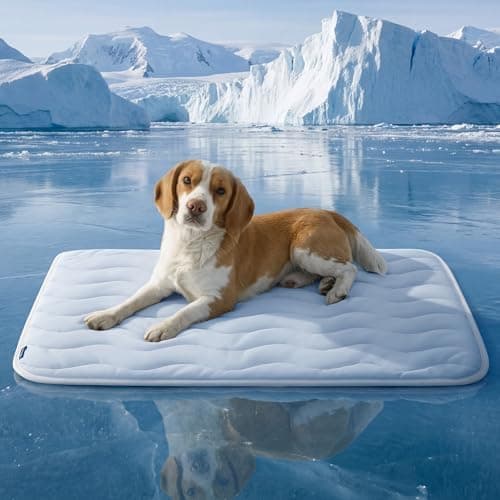 Bedsure Cooling Mat for Large Dogs - Q-Max>0.4 Thin Breathable Cooling Crate Pad Indoor for Pet with Chill Cool Fiber as Cooling…