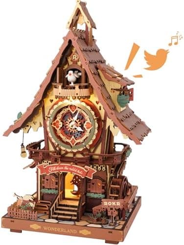 ROKR 3D Wooden Puzzles for Adults, Cuckoo Clock Model Kit, Room Home Decor DIY Watch Making Kit Functional…
