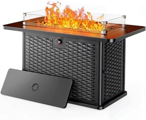 Ciays 43-Inch Rectangular Propane Fire Pit with 60,000 BTU Output, Fire Pit Table Premium Gas for Outside Patio with 304…