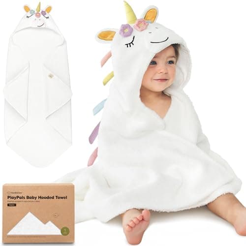 KeaBabies Organic Baby Towel with Hood for Girls, Boys - Soft, Absorbent, 100% Cotton Hooded Baby Towels for Newborns, Infants…