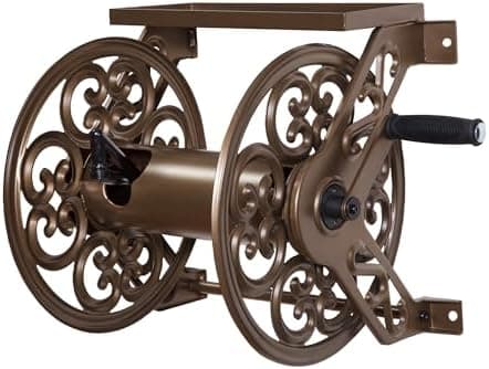 Liberty Garden 708 Steel Decorative Wall Mount Garden Hose Reel, Holds 125-Feet of 5/8-Inch Hose…