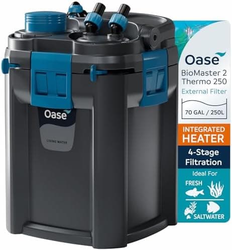 OASE BioMaster 2 Thermo 250 Canister Filter for Aquariums – External Aquarium Filter with Built-in Heater – EasyClean Pre-Filter…