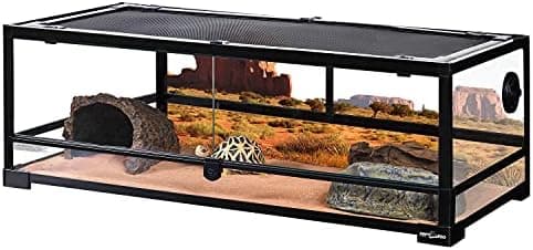 REPTI ZOO Full Glass 35 Gallon Reptile Tank, Front Opening Wide & Low Reptile Terrarium 36" x 18"x 12" for Lizard Gecko Tortoise…