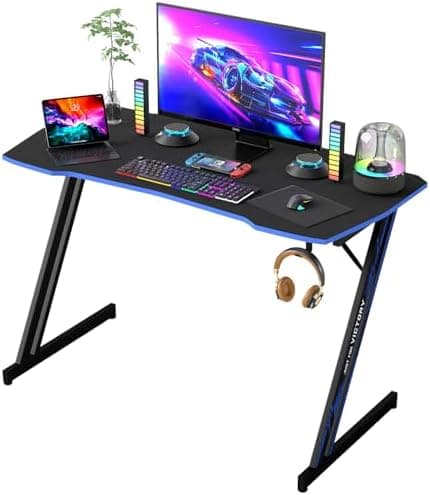 BestOffice 39" Gaming Desk Computer Gaming Desk Z Shaped Gaming…