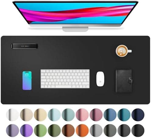 Aothia Non-Slip Waterproof PU Leather Desk Pad Protector for Mouse, Writing Desk, Office, Home, Laptop…
