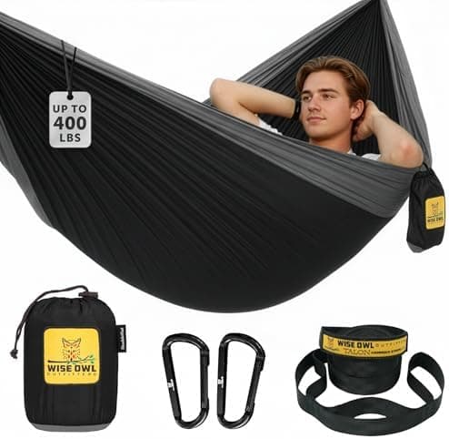 Wise Owl Outfitters Camping Hammock – 500lbs Portable Hammock with Tree Straps - Travel…