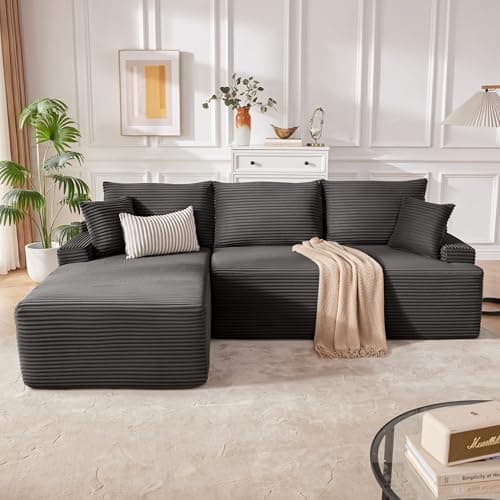 Mangodan Cloud Sectional Couch, Boneless Sofa for Living Room, Fluffy Comfy Couch with Deep Seat…