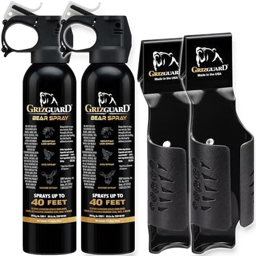 Griz Guard 260GG2 Bear Spray W/Holster 40 ft Range, Max Strength, EPA-Registered Spray for Bears, Mountain…