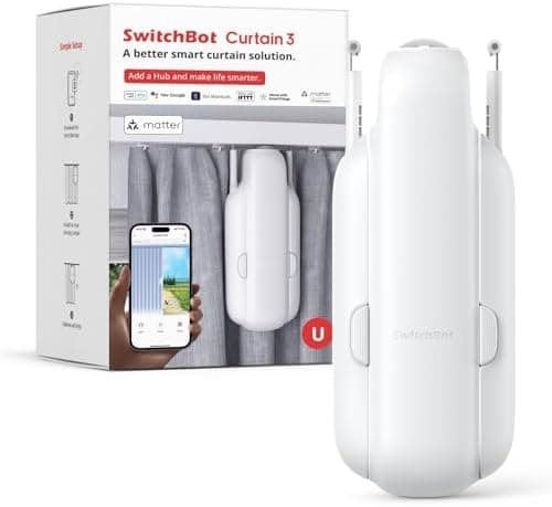 SwitchBot Automatic Curtain Opener - Bluetooth Remote Control Smart Curtain with App, Upgraded High-Performance Motor, Add…