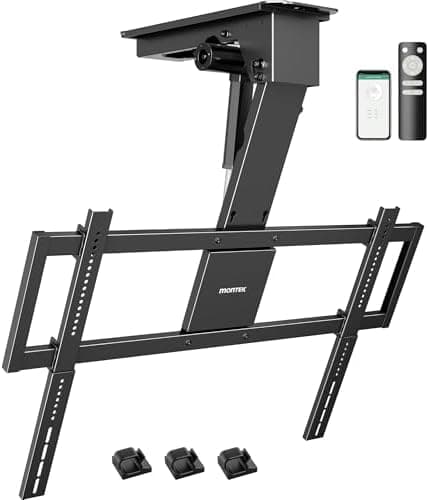 monTEK Motorized Ceiling TV Mount for 32-75 Inch TVs up to 121lbs…