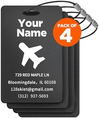 4 PCS Personalized Luggage Tags, Engraved Aluminum Luggage Tag, Custom Luggage Tag for Bag Id, Custom…