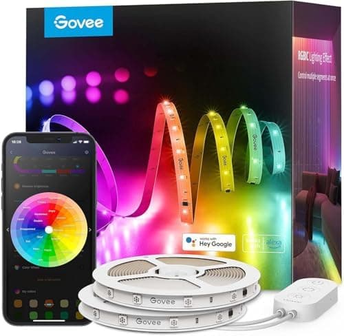 Govee 100ft RGBIC LED Strip Lights, Smart LED Lights Work with Alexa and Google Assistant, LED Lights for…