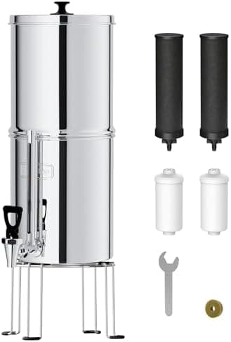 Waterdrop TK-FS Gravity Water Filter System, NSF/ANSI 42&372 Standard, Stainless-Steel Water System with 4 Filters, Reduces…