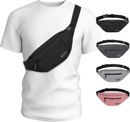 MAXTOP Large Crossbody Fanny Pack with 4-Zipper Pockets,Gifts for Enjoy Sports Festival Workout Traveling Running Casual…