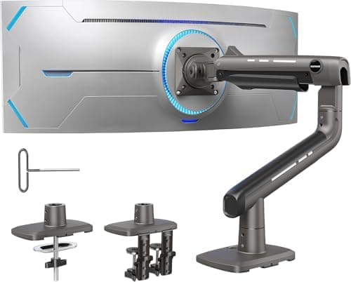 HUANUO TitanLift Heavy Duty Monitor Arm for Screens up to 49", Holds 44 lbs, Aluminum Ultrawide Screen…