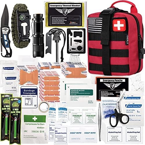 EVERLIT 250 Pieces Survival First Aid Kit IFAK EMT Molle Pouch Survival Kit Outdoor Gear Emergency Kits Trauma Bag for Camping…