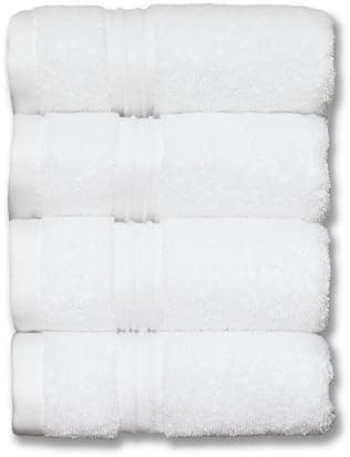 Milara Turkish Super-Plush Wash Cloths Set 4-Piece | Premium 100% Cotton Washcloths Absorbent, Durable with Hanging Loops | White…