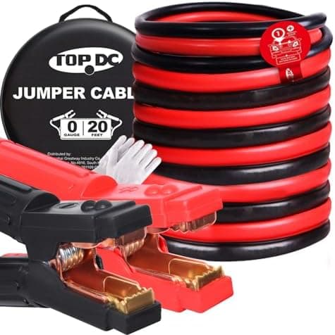 TOPDC Jumper Cables Heavy Duty 0 Gauge 20 Feet 1000Amp Booster Cables for Car Battery, Heavy Duty 2/0 Gauge Cables for Diesel…