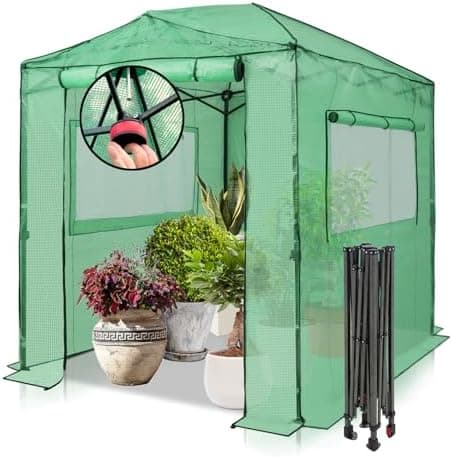 EAGLE PEAK 8x6 Portable Walk in Greenhouse, Pop Up Indoor Outdoor Greenhouse, Green House Kit with…